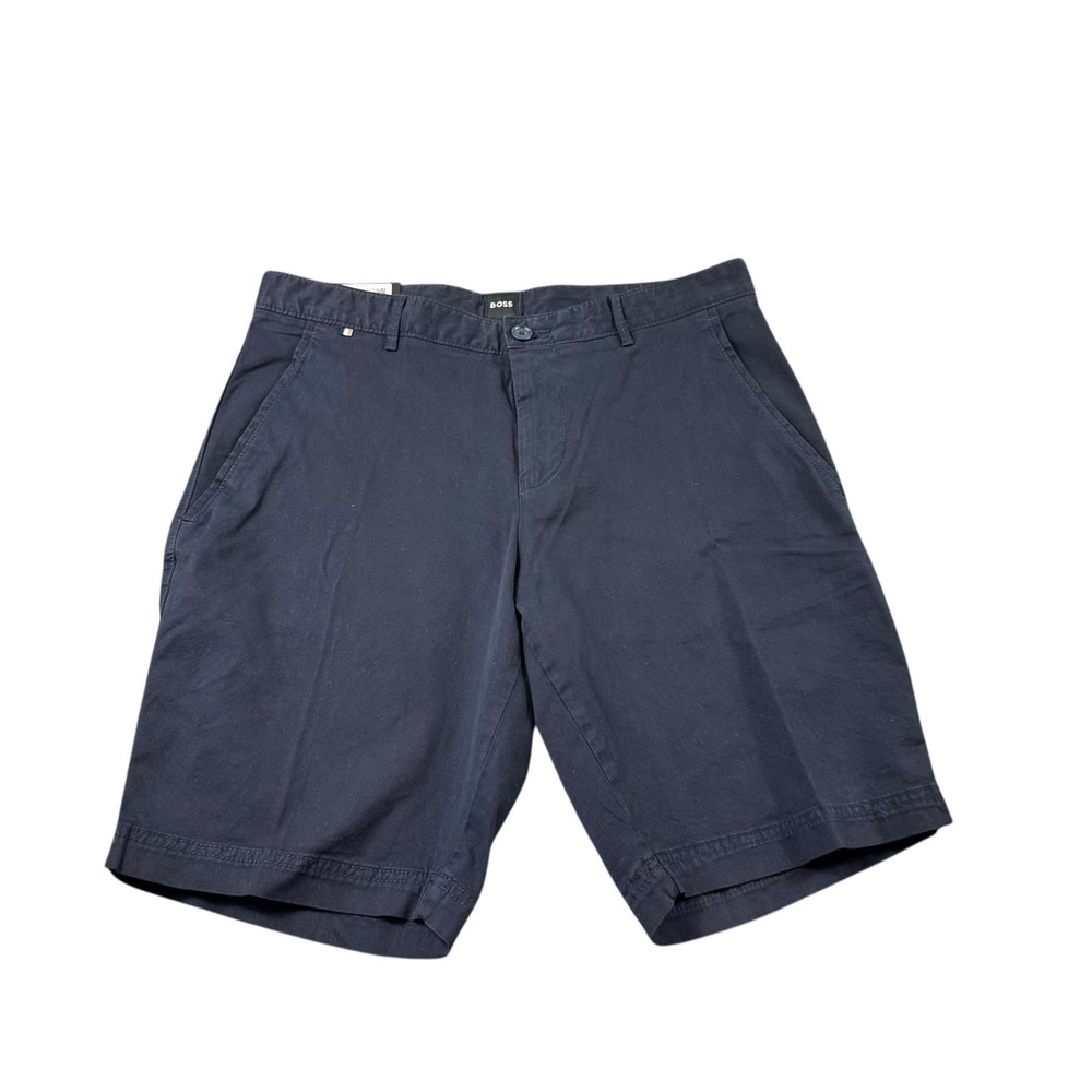 Hugo Boss Blue Cotton Stretch Slice Slim Fit Men's Chino Short Size 32R NWT